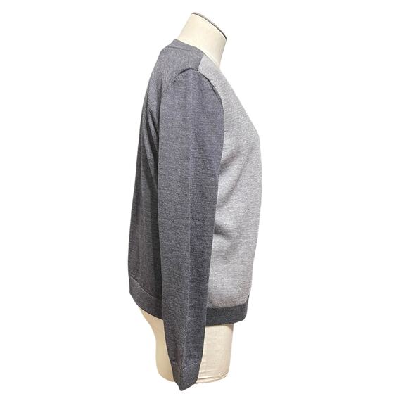 Talbots Womens Gray Color Block Italian Merino Wool Cardigan Work Twin Set Sz LP - Picture 5 of 16